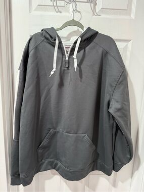 Badger Sport Gray Pullover Hoodie with Red Logo Accent